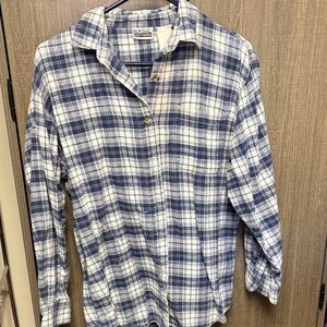 Basic Editions Men's Navy and White Plaid Shirt